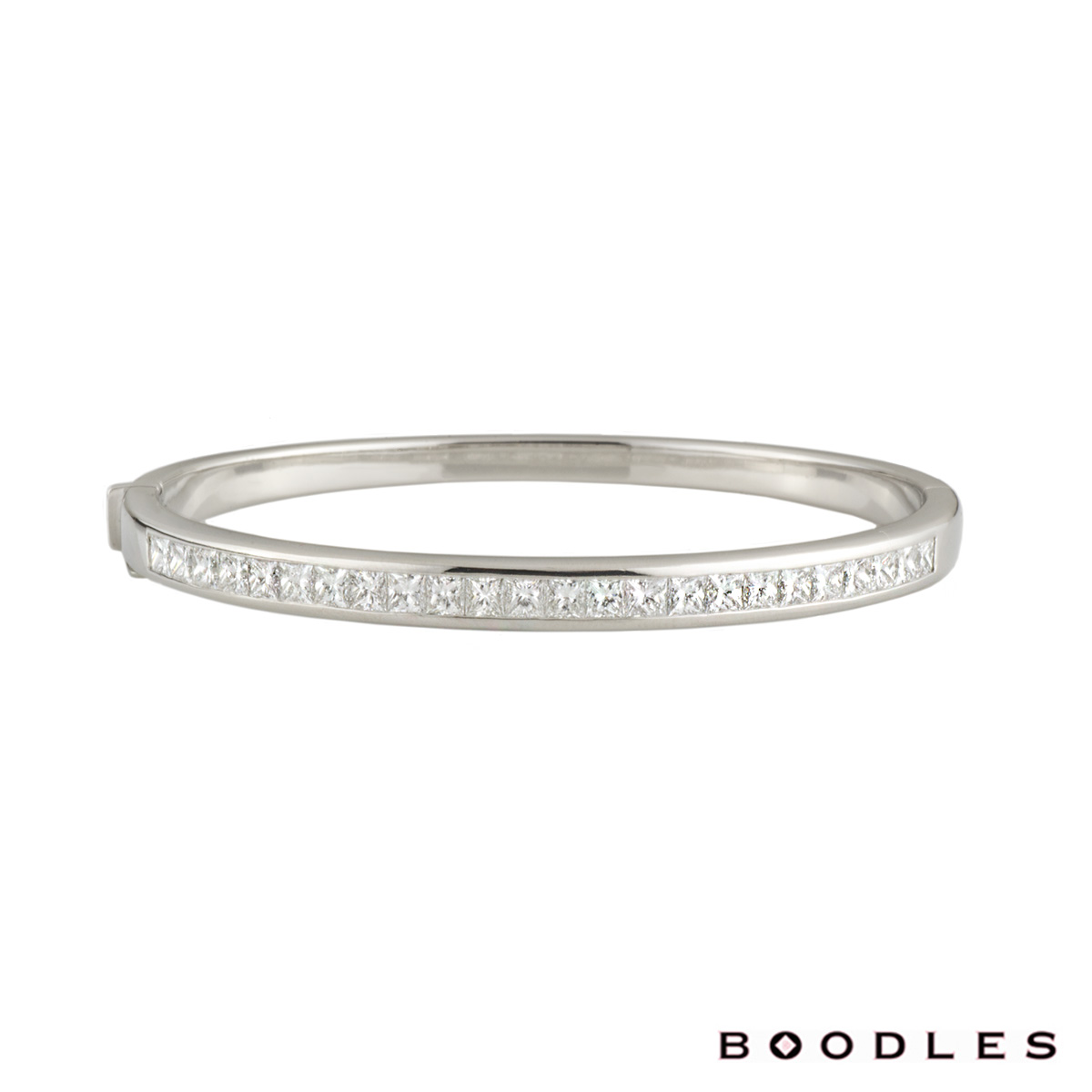 Boodles Princess Cut Diamond Set Bangle in Platinum 4.10ct | Rich Diamonds